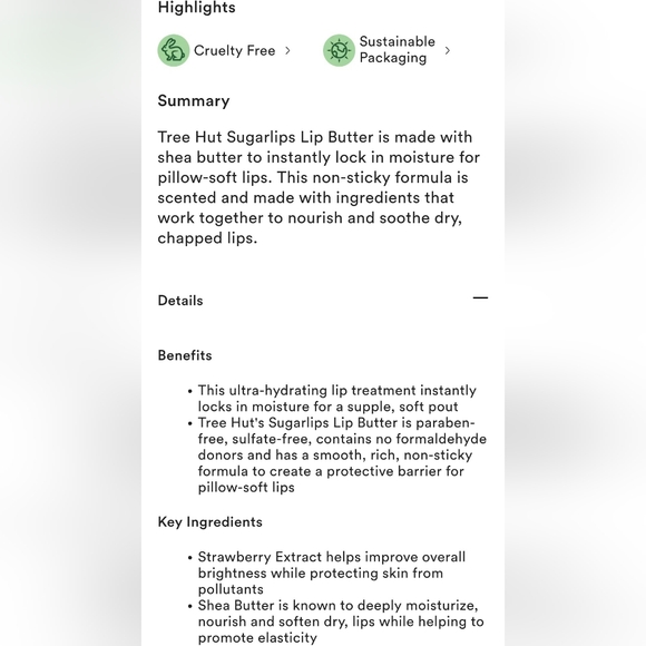 Tree Hut Sugarlips Stawberry Lip Butter - Picture 4 of 4